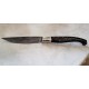Coltello tipo dorgalese con manicatura animata in corno buffalo nero