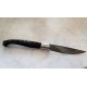 Coltello tipo dorgalese con manicatura animata in corno buffalo nero