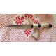 Coltello tipo dorgalese con manicatura  in mosaico di molari di cavallo e terminali in ebano tanzania