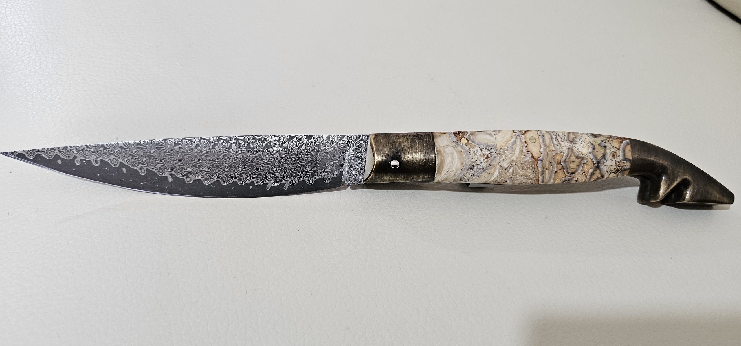 Arrasoja stile Logudorese frizione semplice – Molare fossile di Mammuth – Coltello Sardo